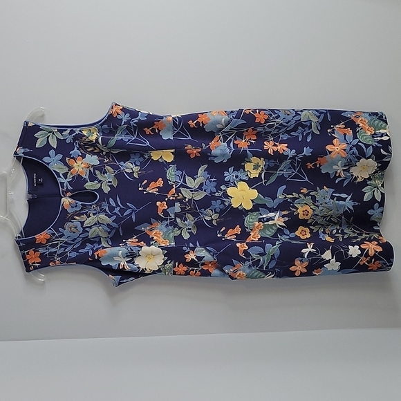 Lands' End Blue Floral Juniper Botanical Pockets Keyhole Sheath Dress Size 14 - Picture 1 of 8